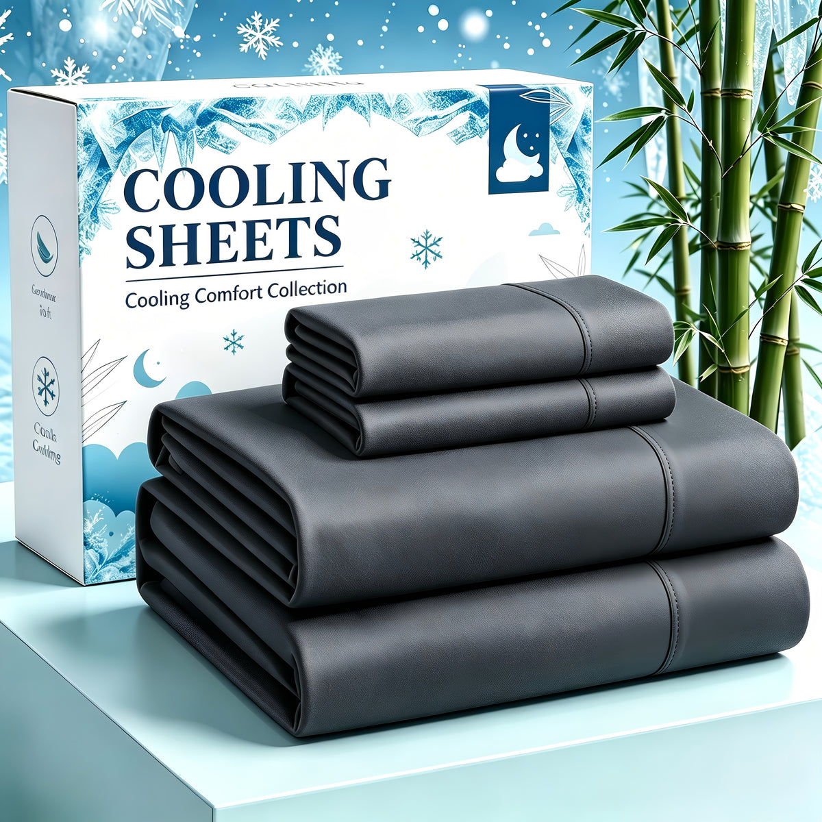 Four-Piece Cooling Sheet Set with Listed Extra Deep Pockets, Soft Wrinkle-Resistant Bedding in Twin, Full, Queen, King and California King Size Options