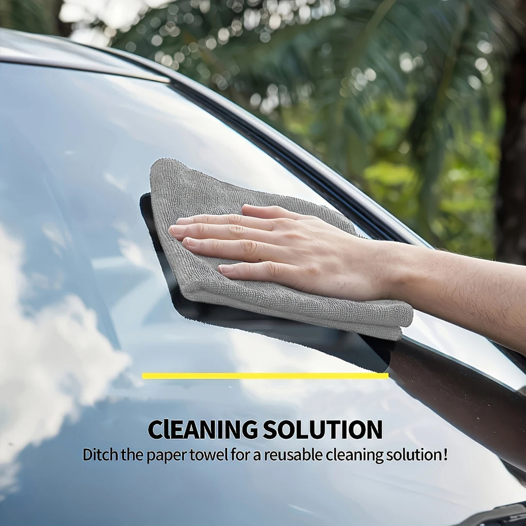 Microfiber Car Wash Towels, 50-Piece Gray Cleaning Cloth Pack with Listed Soft Absorbent Fabric for Auto Detailing, Household Wiping and Commercial Cleaning