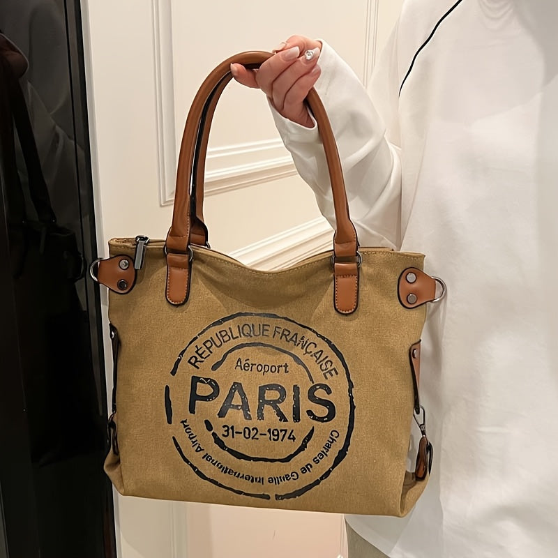 Tote Crossbody Shoulder Bag with Adjustable Strap, Brown with Black or Gray with Black Options for Everyday Errands, Commuting and Casual Outfit Styling