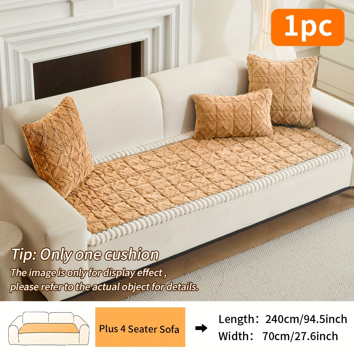 Quilted Sofa Cushion Cover, Single Polyester Seating Layer in Five Colors with Loveseat, 3-Seater, 4-Seater and Plus4 Options for Living Room Refreshes