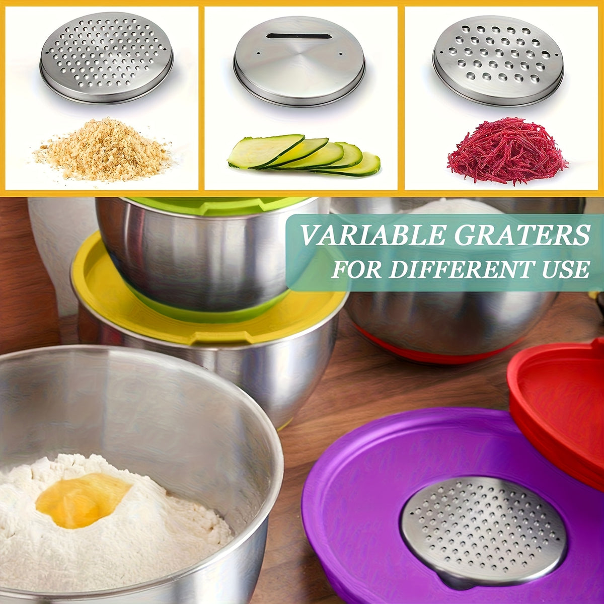 Silicone-Base Nesting Mixing Bowls with Listed Stainless Steel Construction and Lids, Multicolored or Black-8pcs Options for Baking, Food Prep and Serving