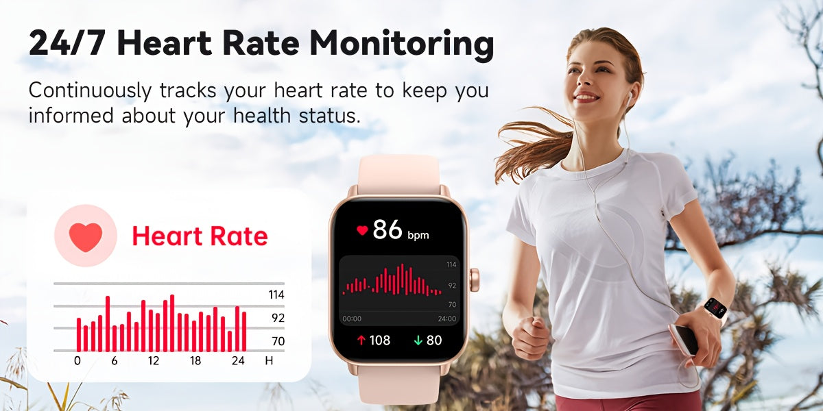 Sports Tracking Smartwatch by FAWEIO for Men and Women, 1.8-Inch Display with Call Answering and Making, 100+ Sports Modes and Pedometer for iPhone and Android
