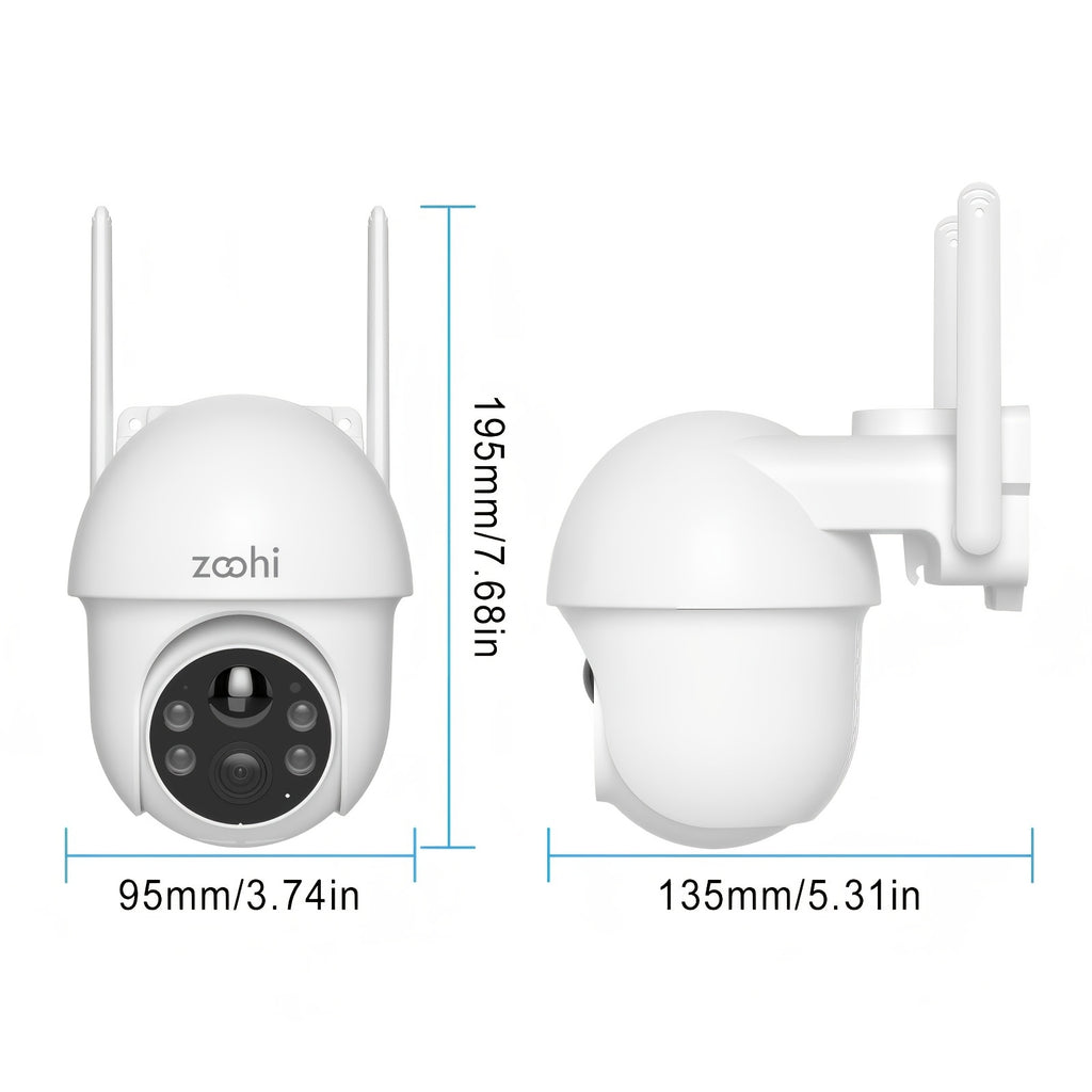 4MP Solar WiFi Security Camera with 355-Degree Pan and 90-Degree Tilt, Outdoor Battery Camera with Color Night Vision, Motion Detection and Two-Way Audio