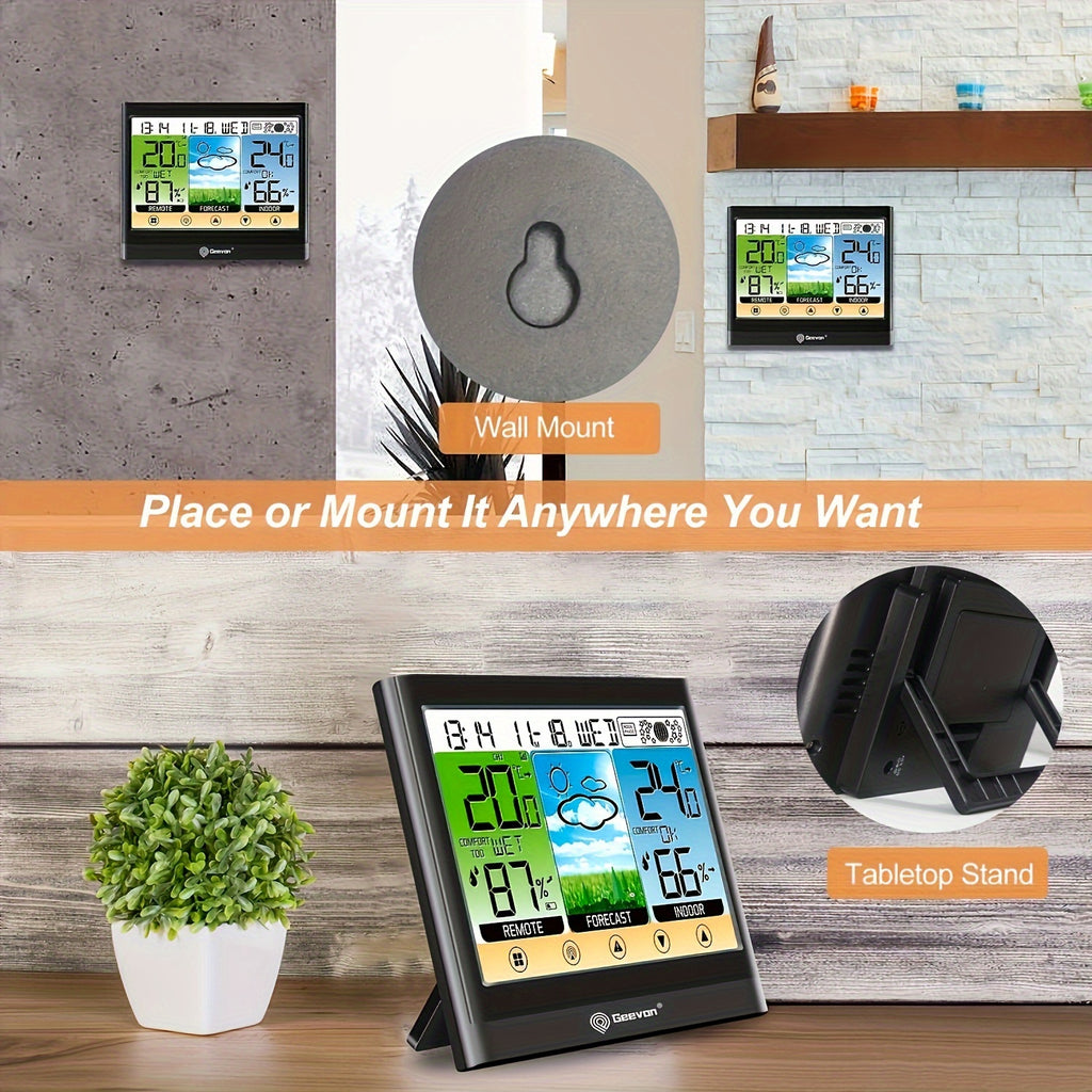 Touchscreen Weather Station with 5.9-Inch Color LCD, Indoor Outdoor Temperature and Humidity, Dew Point and Heat Index, Black Display with One Listed Remote Sensor