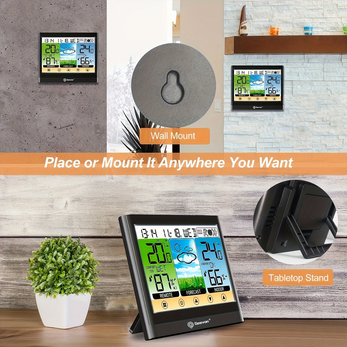 Touchscreen Weather Station with 5.9-Inch Color LCD, Indoor Outdoor Temperature and Humidity, Dew Point and Heat Index, Black Display with One Listed Remote Sensor