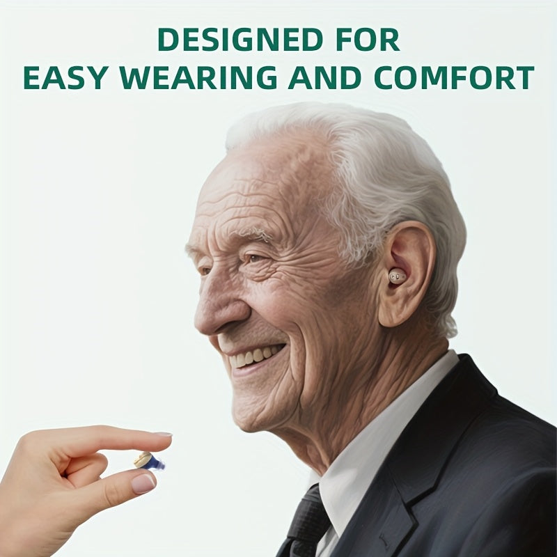 Digital Display Rechargeable Hearing Aid with Listed Noise Reduction, Compact Design and Blue and Red Color Option for Personal Listening Routines