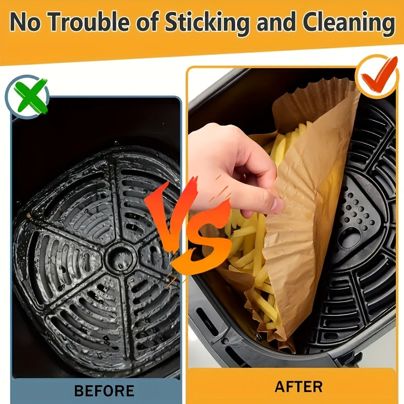 Nonstick Air Fryer Paper Liners, 105-Piece Single-Layer Cooking Paper Pack for Compatible Air Frying, Baking and Microwave Meal Preparation