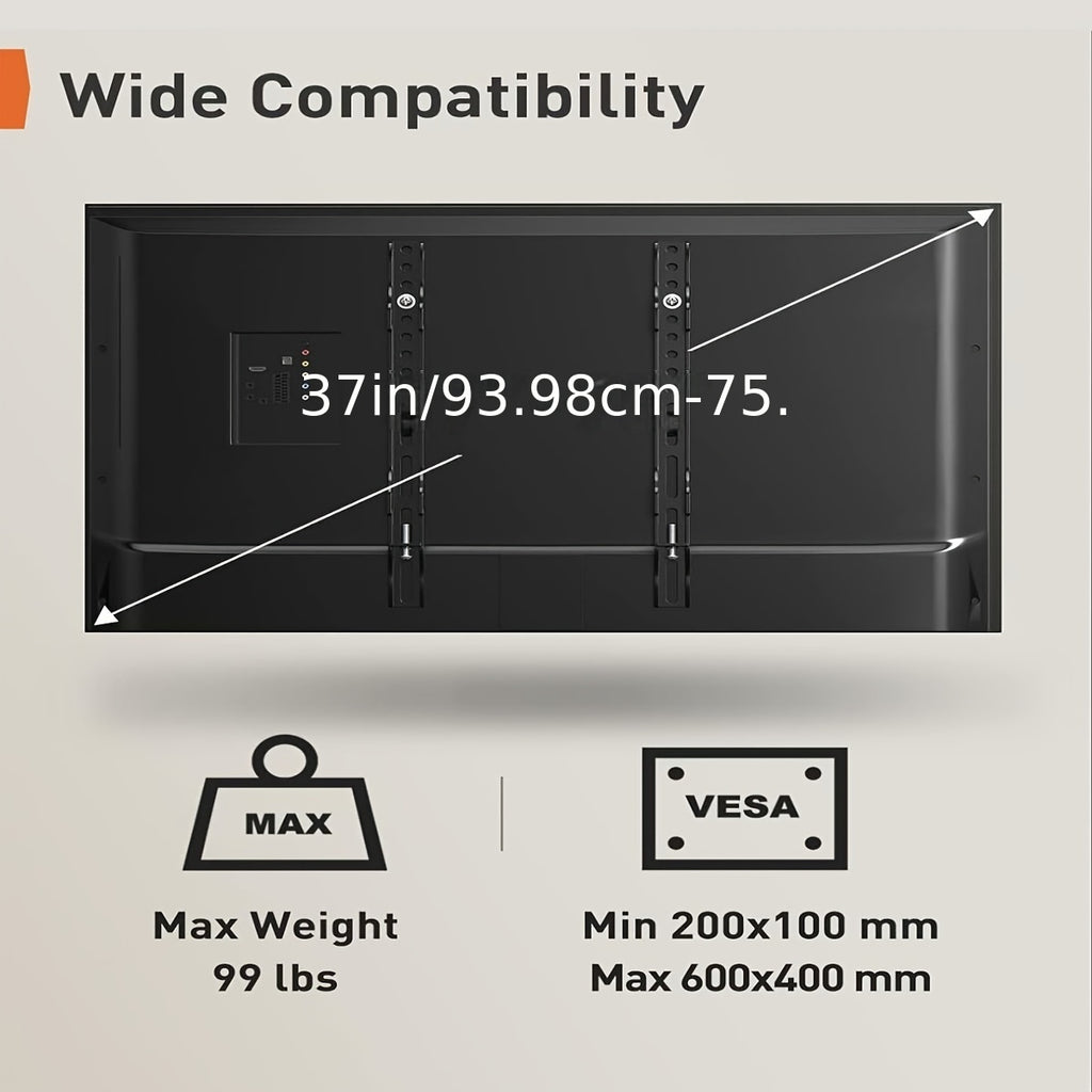 Ceiling TV Mount with 360-Degree Swivel, Adjustable Tilt and Hidden Cable Management, Black Overhead Bracket for Compatible Flat or Curved TVs