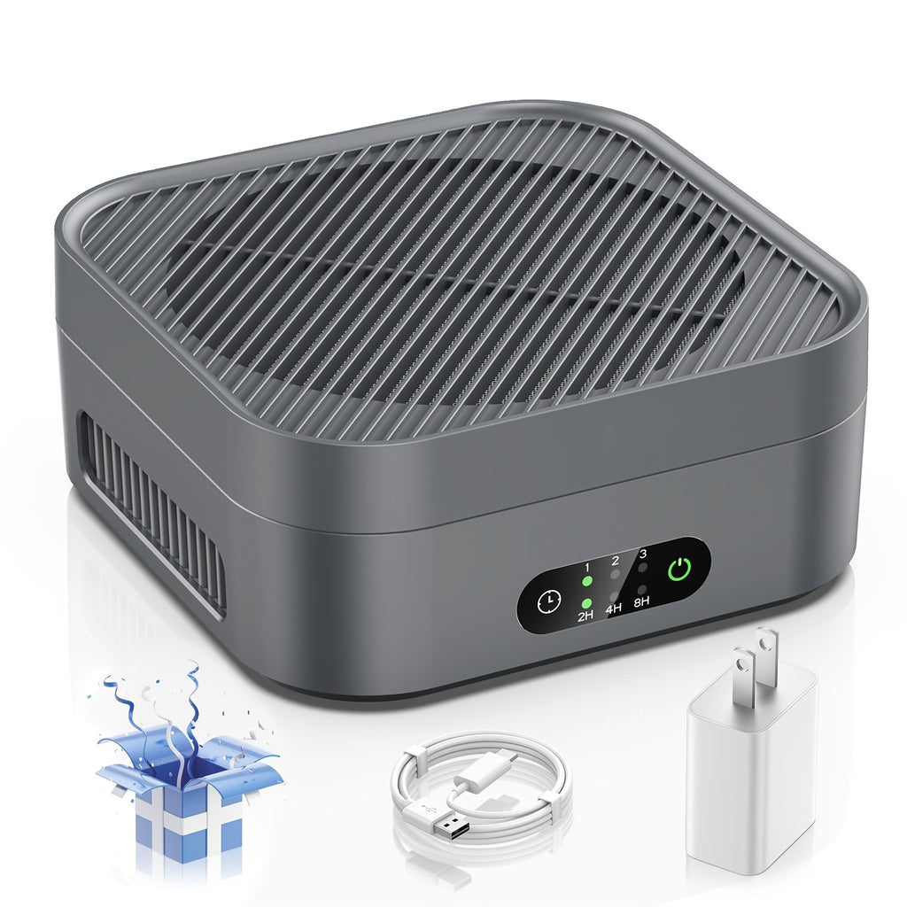 USB-C HEPA Air Purifier with 3-Stage Filtration, Sleep Mode, Three Fan Speeds and Touch Timer, Portable Air Cleaner for Bedrooms and Home Offices