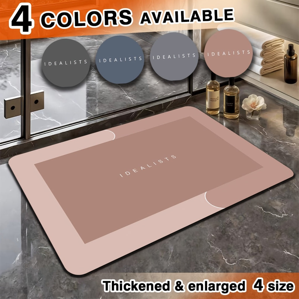 Soft Diatomaceous Earth Bath Mat, Absorbent Quick-Drying Bathroom Floor Mat in Dark Gray, Blue, Light Gray or Pink with Four Size Options for Home Use