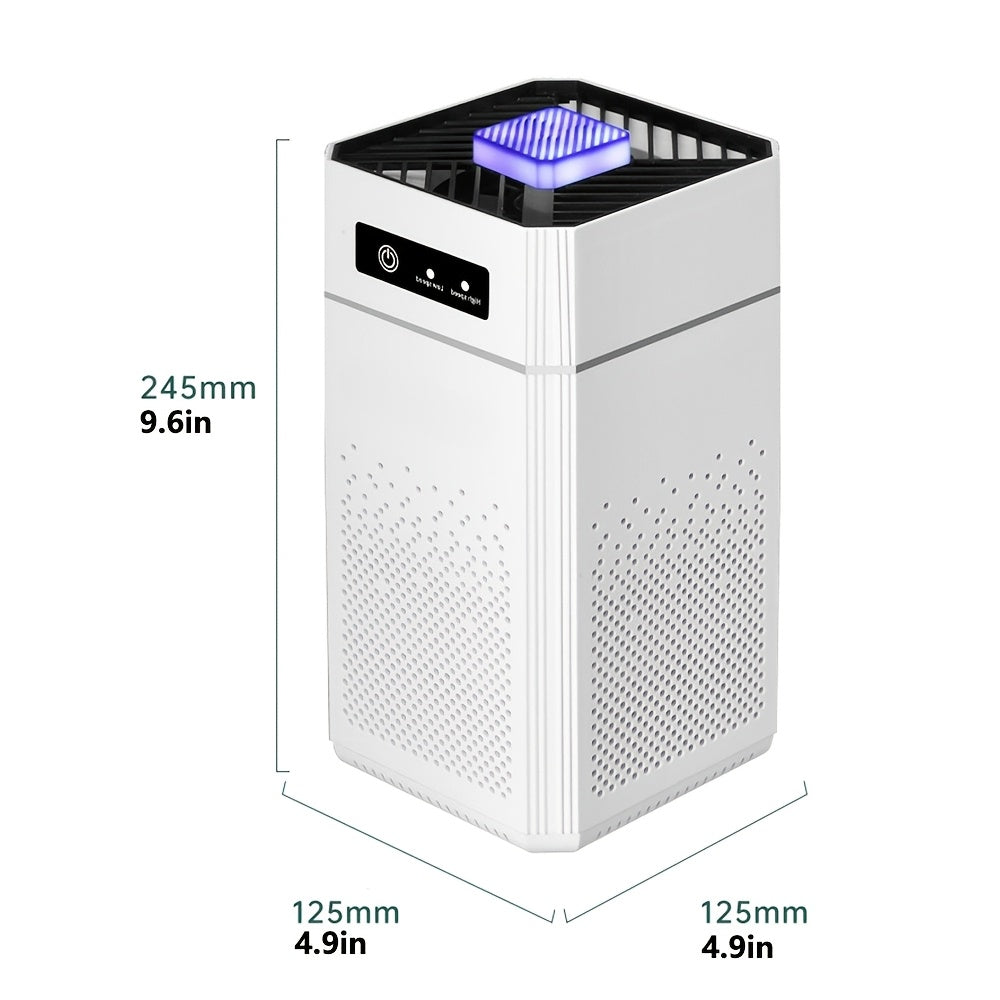 Portable USB Air Purifier in White with Listed H13 True HEPA and Activated Carbon Filters, Small-Space Air Cleaner for Bedroom and Home Office Placement