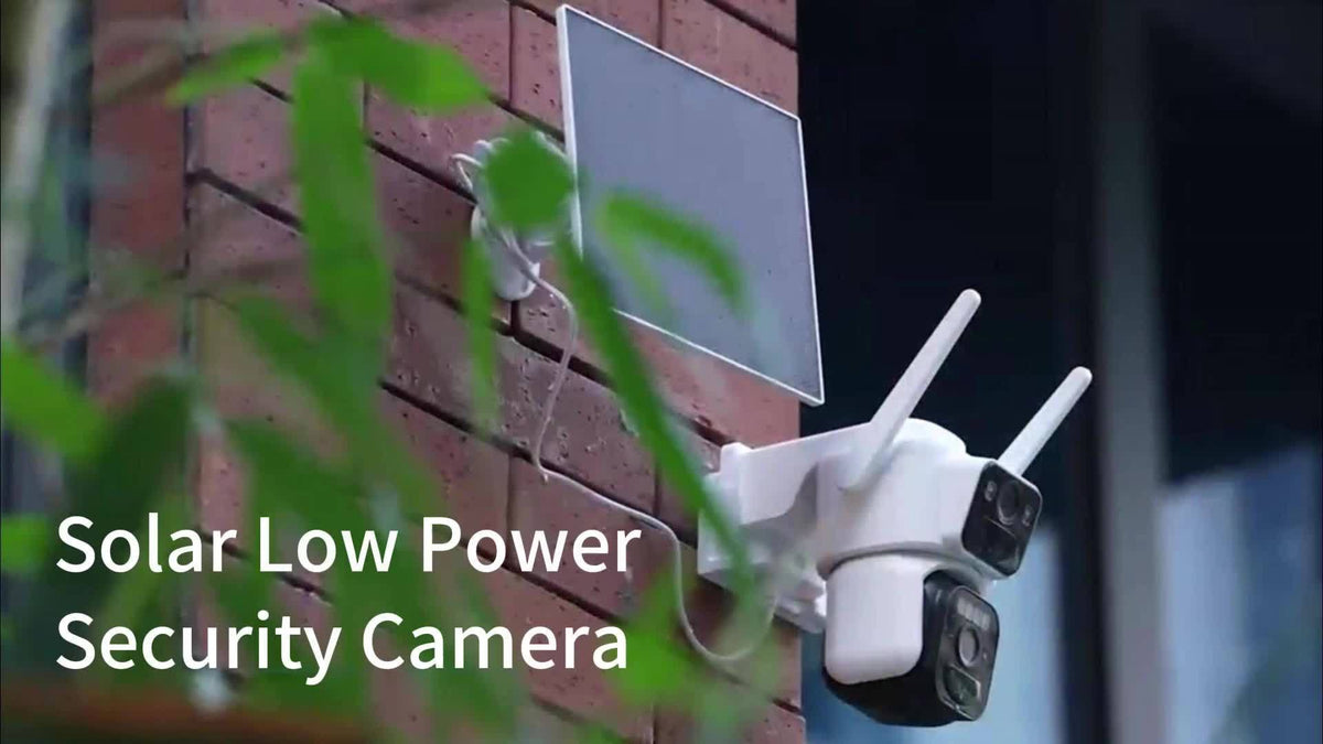 Dual-Screen Solar WiFi Security Camera with Fixed Wide-Angle and Rotating PTZ Lenses, 8000mAh Battery, Night Vision, Two-Way Audio and Optional TF Card Packages