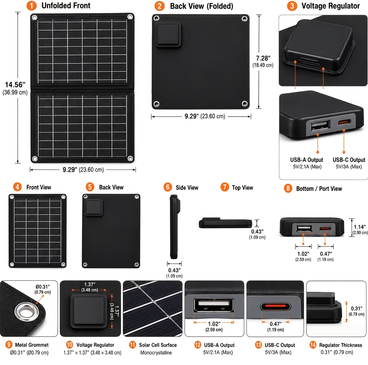 6W 6V Foldable Solar Panel with Listed Monocrystalline Cells, Folding Design for Compatible Low-Power Charging Arrangements and Outdoor Solar Projects