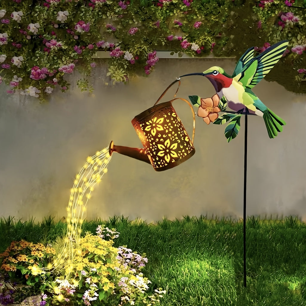 Hummingbird Solar Hanging Lantern, IP65-Rated Garden Light with Automatic On and Off, Warm White or Colorful Light for Patio, Courtyard and Yard Decor