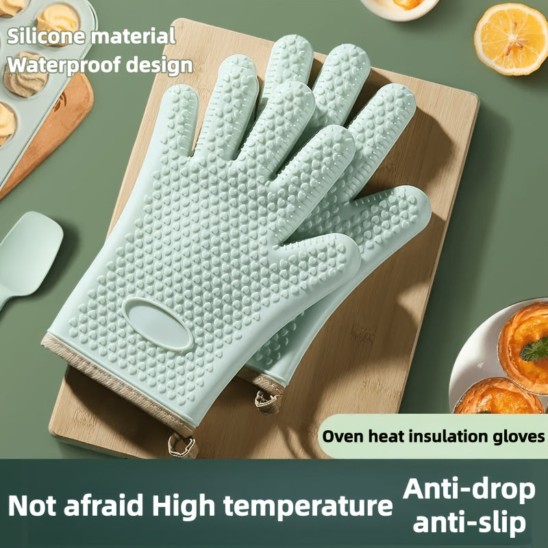Silicone Oven Gloves Pair, Two-Piece Kitchen Hand Protection with Listed Heat Resistance, Non-Slip Design and Hanging Storage for Cooking, Baking and BBQ Tasks