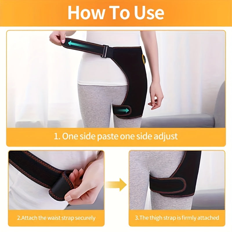 USB Hip Heating Pad in Black with Listed Three Heat and Vibration Settings, Soft-Fabric Personal Wrap with Cable and Manual, Power Bank Not Included