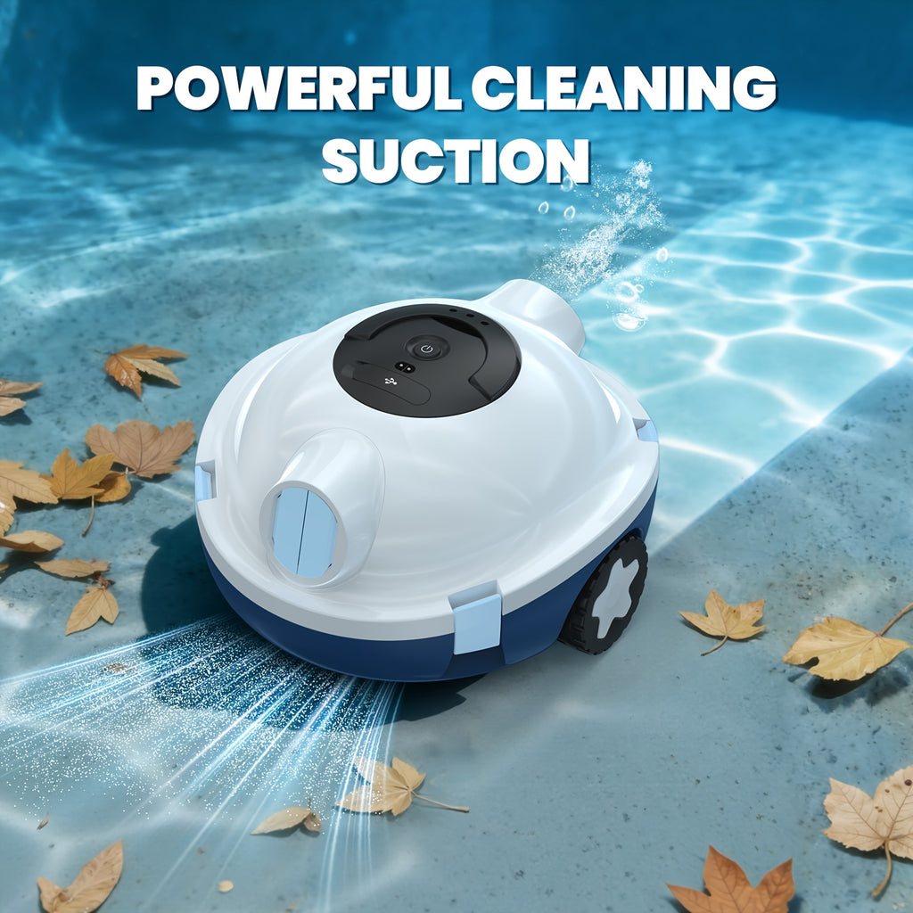 Cordless Robotic Pool Cleaner for Flat Pool Floors with Tracking Rope, Listed 120-Minute Runtime and 1100 Sq Ft Coverage in Four Color Options