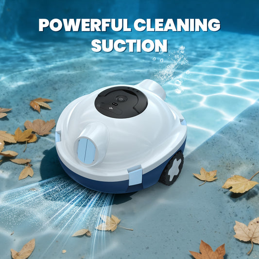 Cordless Robotic Pool Cleaner for Flat Pool Floors with Tracking Rope, Listed 120-Minute Runtime and 1100 Sq Ft Coverage in Four Color Options