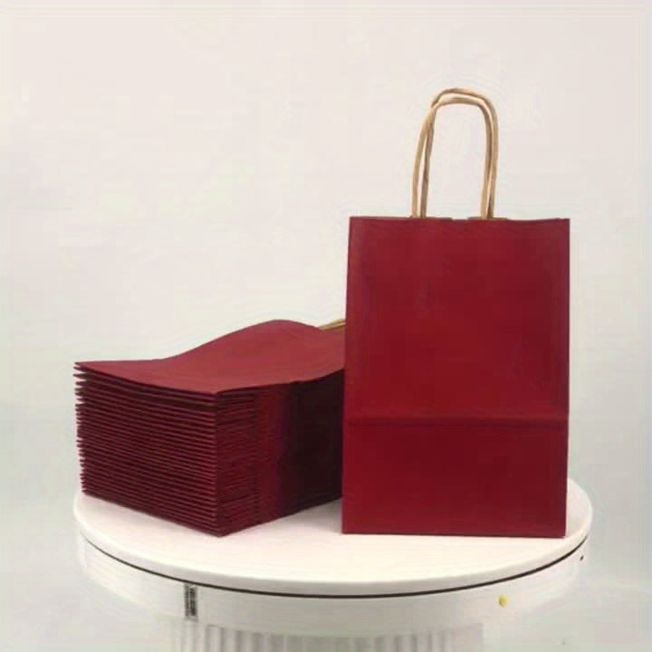 Red Kraft Gift Bags with Twisted Paper Handles, Listed 100-Pack in Small or Medium Sizes for Retail Packaging, Wedding Favors, Birthdays and Holiday Presents