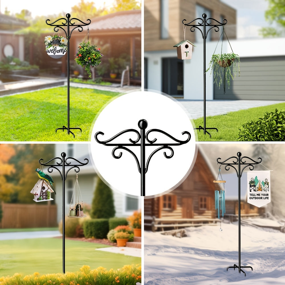 Adjustable Garden Shepherd Hooks RX-MYGF16 with Listed Five-Prong Bases, Two- or Four-Pack Labels for Hanging Bird Feeders, Plant Baskets and Decorative Lanterns