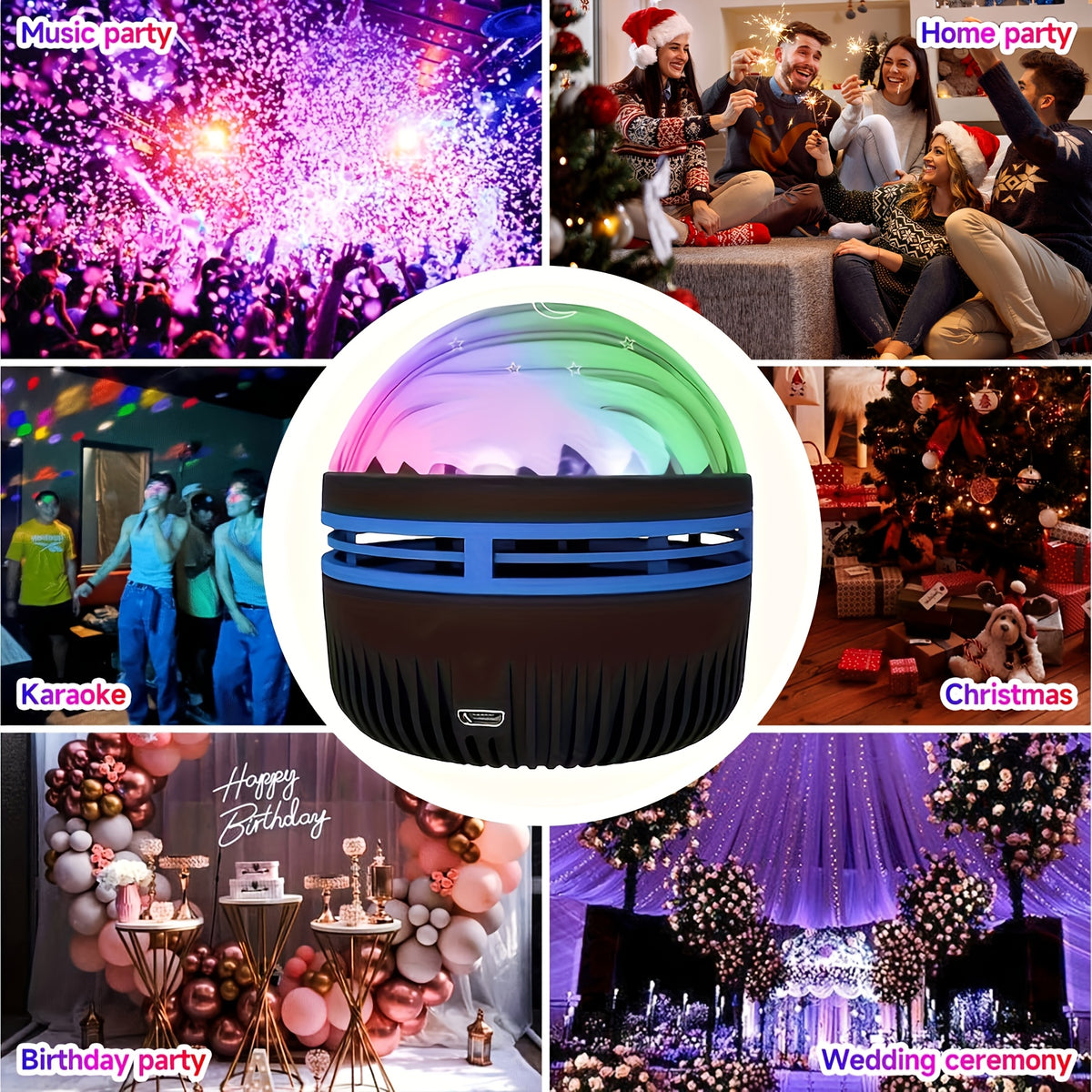 Aurora Borealis Star Projector with Remote and Seven Listed Lighting Effects, Single LED Galaxy Night Light for Bedroom and Party Decoration