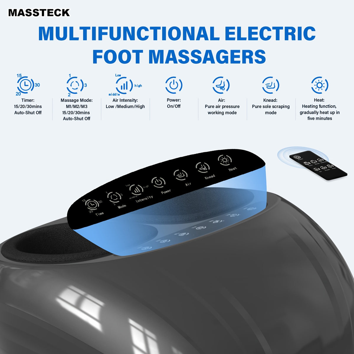 Shiatsu Foot Massager JH-ZL1 with Listed Heat and Kneading Functions, Electric Foot Massage Machine with Men's Size 12 Fit Claim for Adult Home and Office Relaxation