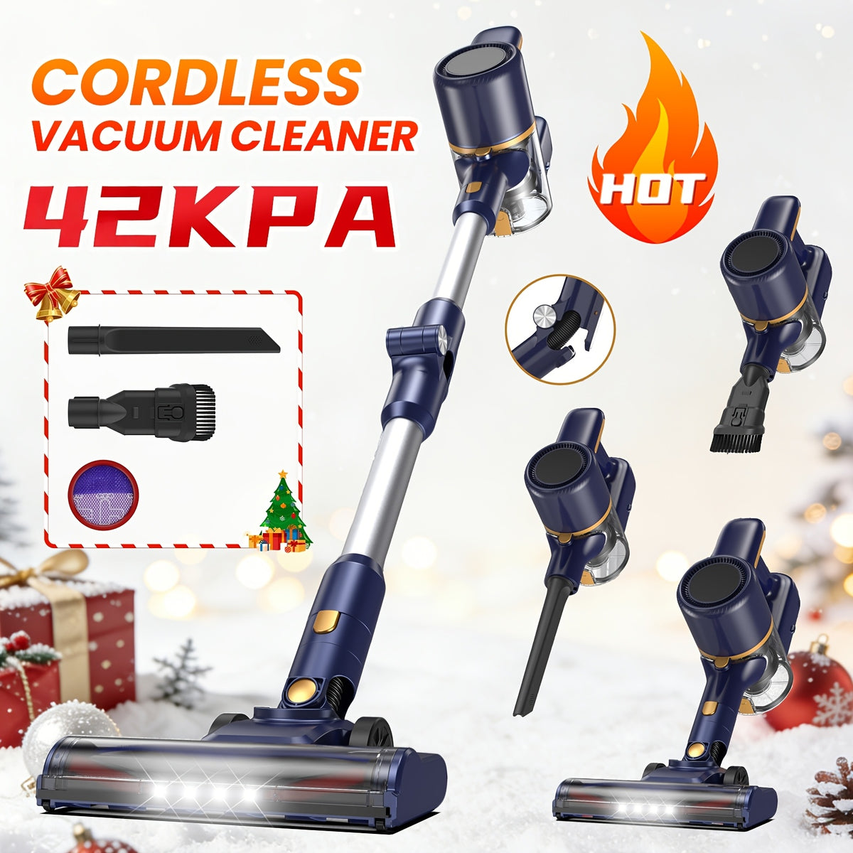 Cordless Vacuum Cleaner with 180° Foldable Tube, INSE Home Vacuum with LED Brush, Listed 45-Minute Runtime and 38.58oz Dust Cup for Hardwood and Pet Hair