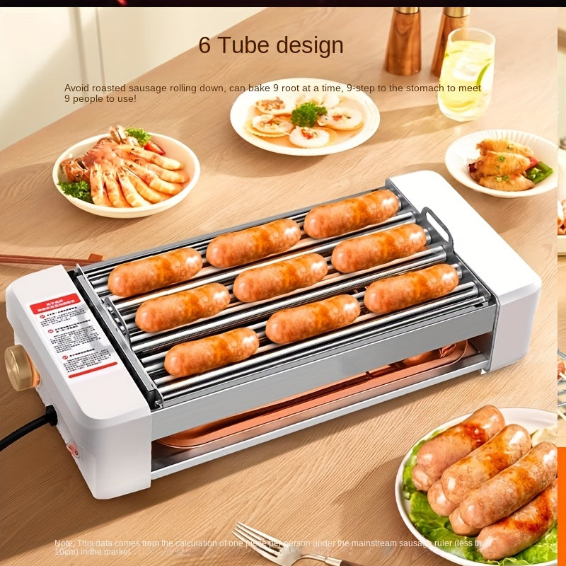 Countertop Sausage Grill with Adjustable Temperature, Nonstick Pan and Detachable Panel, Listed 4-in-1 Cooking Design with White or Black Gift Bag Option Labels