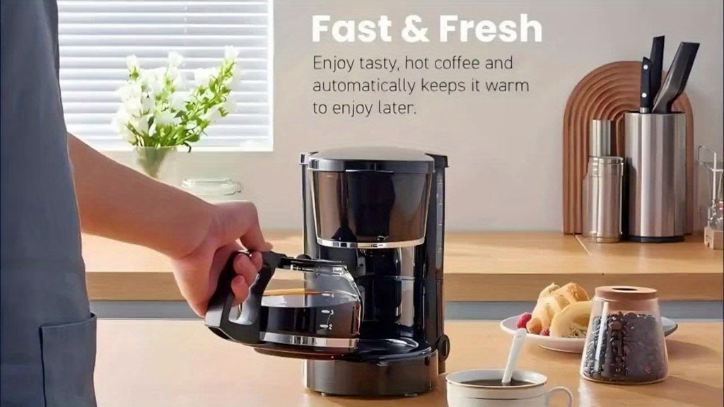Drip Coffee Maker 12-Cup, One-Touch Coffee Machine with Reusable Filter, No-Disassembly Easy Clean, Brew for Home, Office, Kitchen, All-Day Coffee, Black