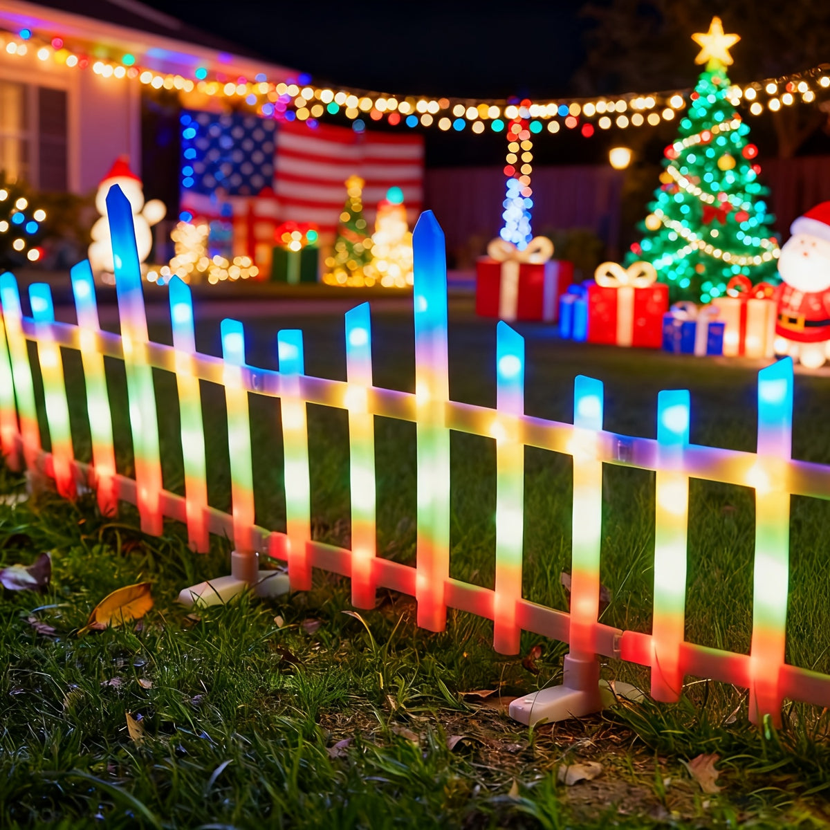 Warm Color Solar Decorative Lights, 8-Piece Pack with 110.24-Inch Size Label for Outdoor Garden, Fence, Lawn and Pathway Accents or Seasonal Holiday Displays