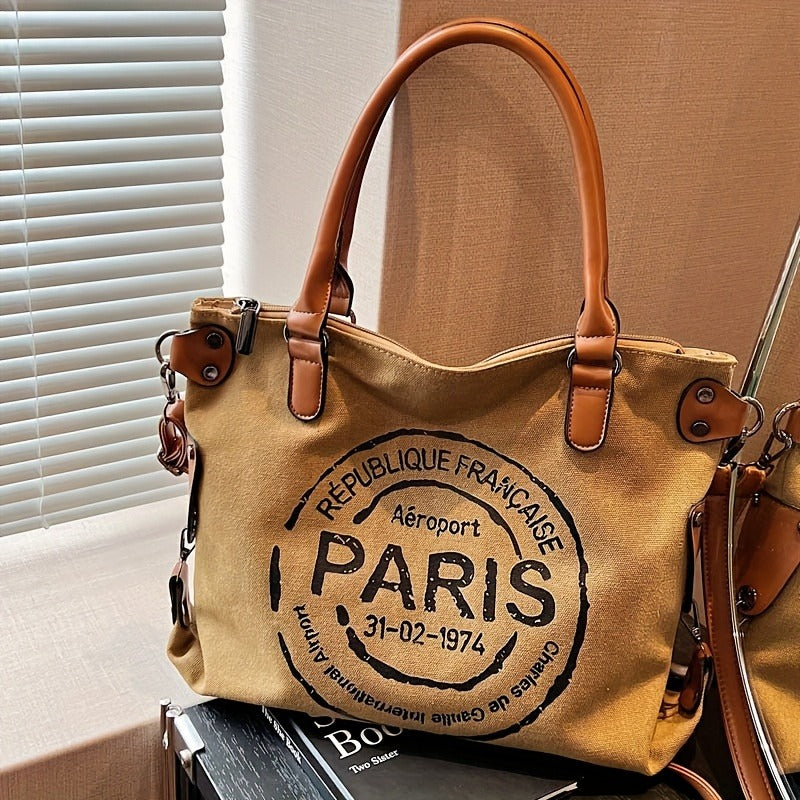 Tote Crossbody Shoulder Bag with Adjustable Strap, Brown with Black or Gray with Black Options for Everyday Errands, Commuting and Casual Outfit Styling
