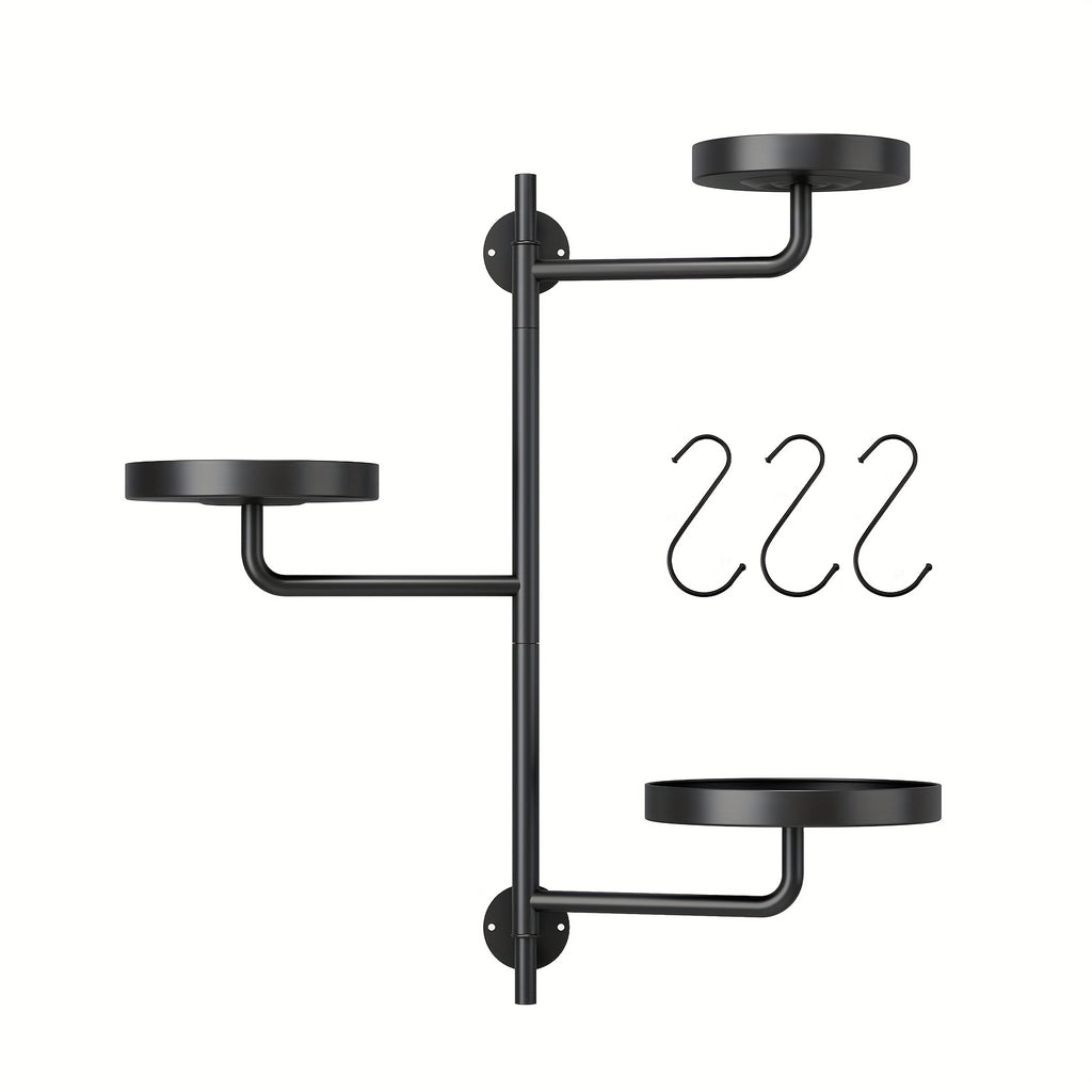 Rotating Wall Plant Stand with Three-Tier Metal Design for Indoor Potted Plant Displays, Window-Area Decor and Living Room Arrangements, 3pcs Option