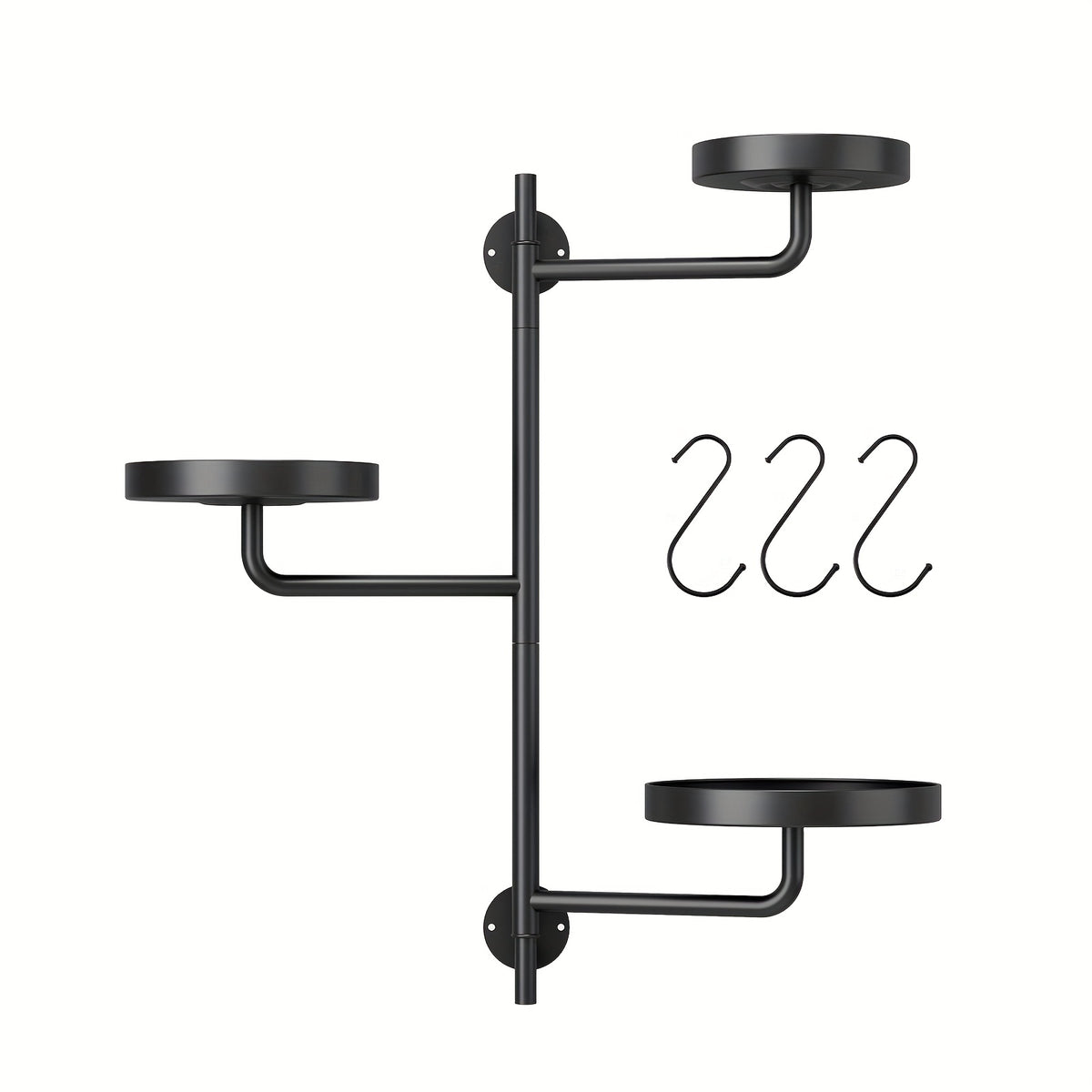 Rotating Wall Plant Stand with Three-Tier Metal Design for Indoor Potted Plant Displays, Window-Area Decor and Living Room Arrangements, 3pcs Option