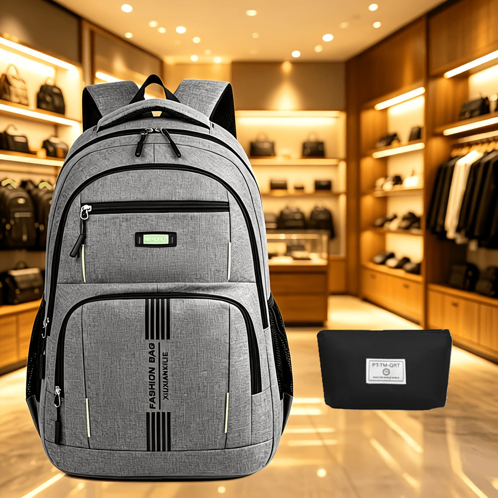 Minimalist Student Backpack in Black or Green for School, College and Everyday Commuting, Laptop-Style Travel Bag with Listed Two-Piece Package Reference