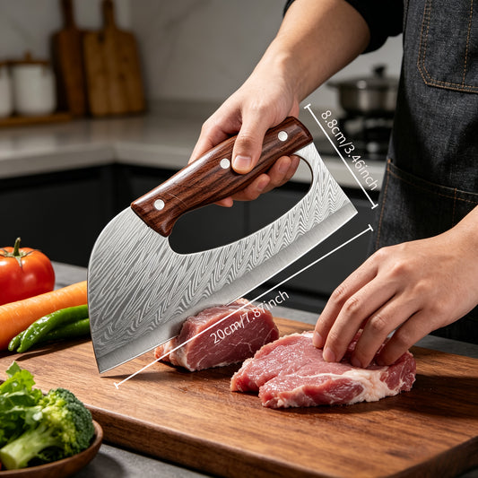 Butcher Knife and Meat Cleaver Set for Home Kitchen Preparation, White Option with Listed Non-Stick Design for Meat and Poultry Cutting and Cooking Tasks