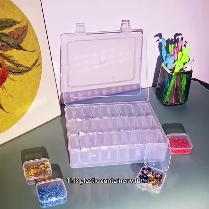 Bead Organizer Storage Box with Drawers and Stackable Plastic Design, Listed 60, 90, 120 or 180 Pocket Options Including Pink for Jewelry and Hair Accessory Sorting