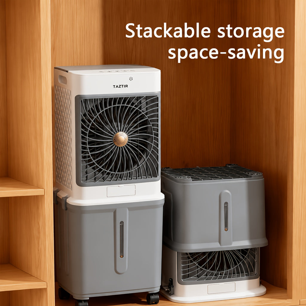 TAZTIR 2200 CFM Evaporative Air Cooler, 8.7 Gal Tank Swamp Cooler with 120° Swing, 3 Speeds, 35dB Quiet Operation and 4 Ice Packs, Portable Cooling Fan for Bedroom, Office, Patio, Garage, Warehouse and Large Spaces
