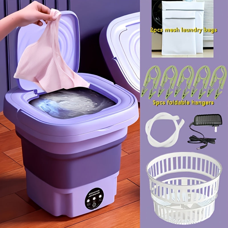 Foldable Portable Washing Machine, 2.64L Mini Laundry Washer for Socks, Underwear and Suitable Delicates, Compact Storage for Apartment, Dorm and RV