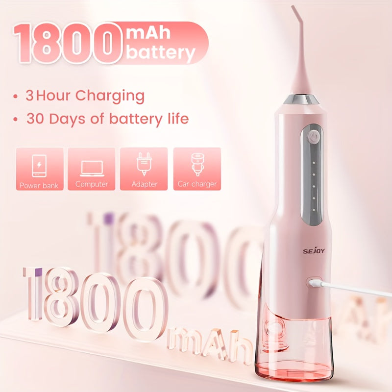 Cordless Water Flosser, Portable Dental Oral Irrigator with 5 Cleaning Modes & 5 Jet Tips, Rechargeable Water Teeth Cleaner for Home and Travel, Gum Care, Christmas Gifts