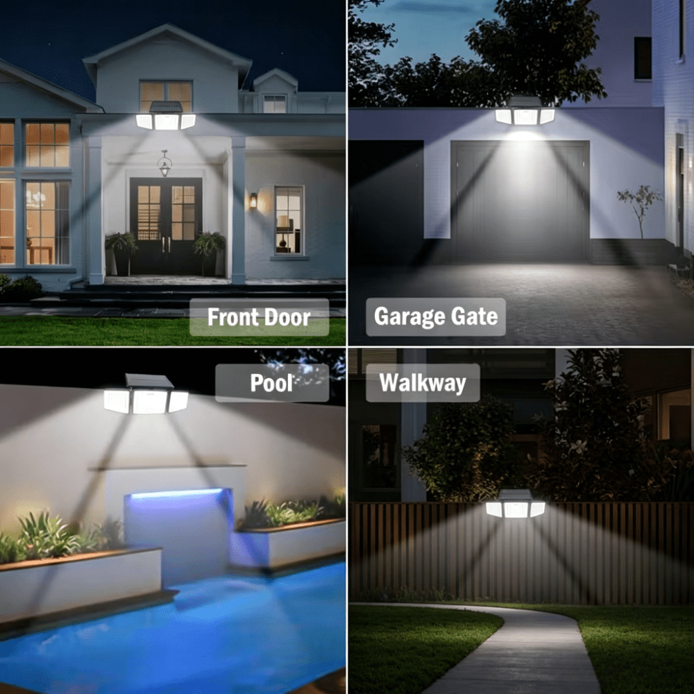 179-LED Solar Motion Sensor Lights with Three Adjustable Heads, Remote Control and Three Modes, Listed 2500 Lm Output in 2- or 4-Pack Options for Yard and Patio