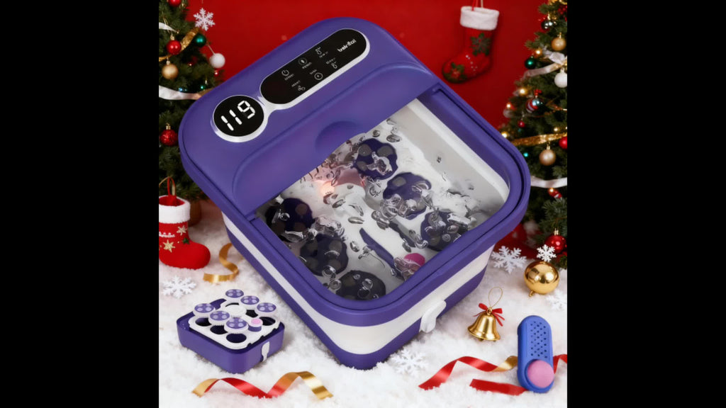 Collapsible Foot Spa with Listed Heating and Bubble Massage Features, Blue Automatic or Pink Basic Model Options for Adult Home Foot Care and Gift Planning