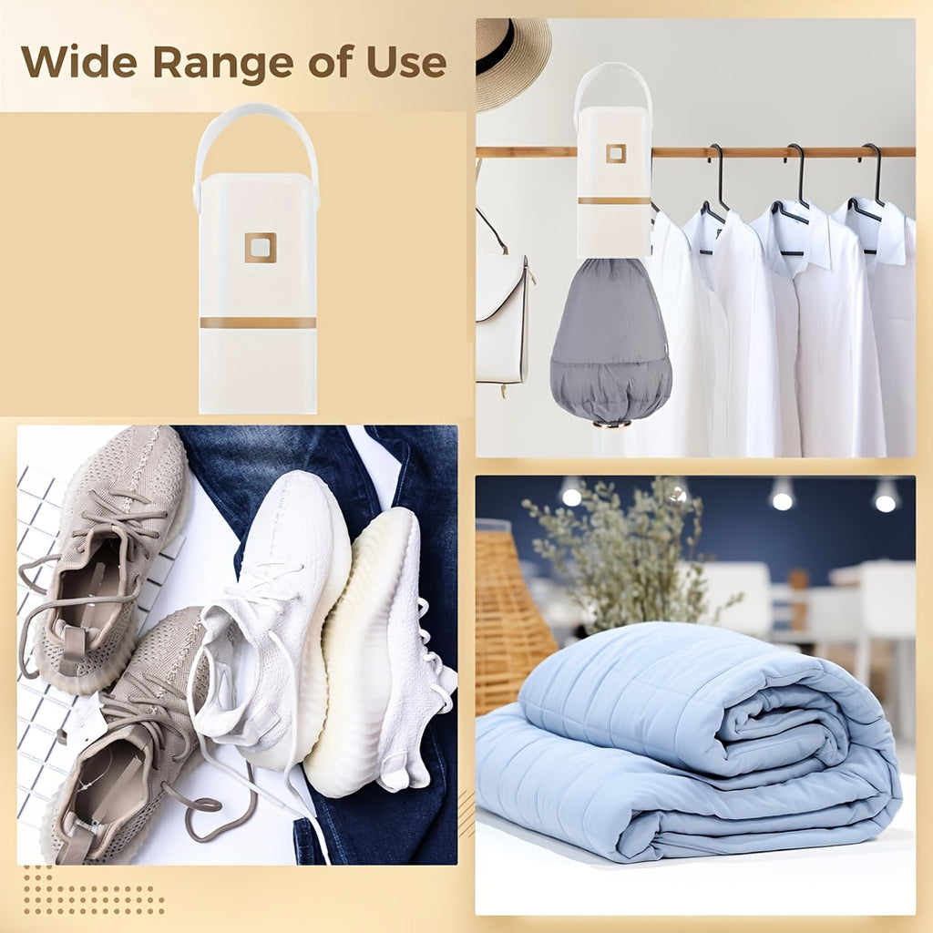 White Portable Clothes Dryer with Listed Timer and Drying Bag, Mini Garment Drying Unit for Suitable Small Laundry Items in Apartments, Dorms and RVs