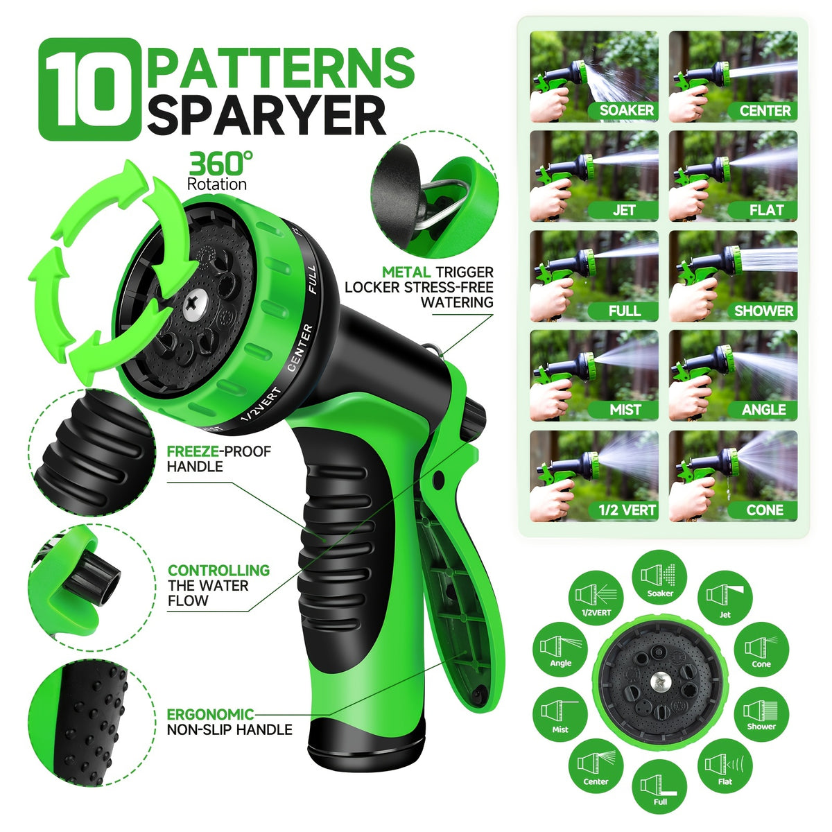 Flexible Metal Garden Hose with Spray Nozzle, Stainless Steel Watering Hose for Yard Care and Vehicle Rinsing, Standard and Upgraded Length Options