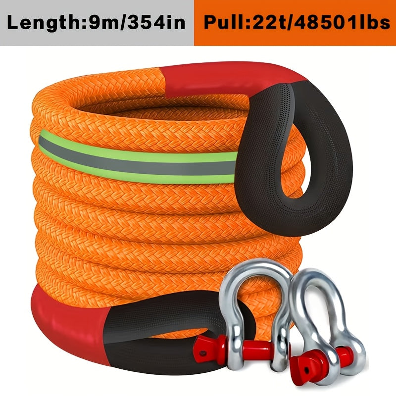 Nylon Kinetic Recovery Rope, Listed 7/8-Inch Diameter with 14.5, 16.4, 23 or 30-Foot Length Options, Bow Shackle and Storage Bag References for Vehicle Equipment