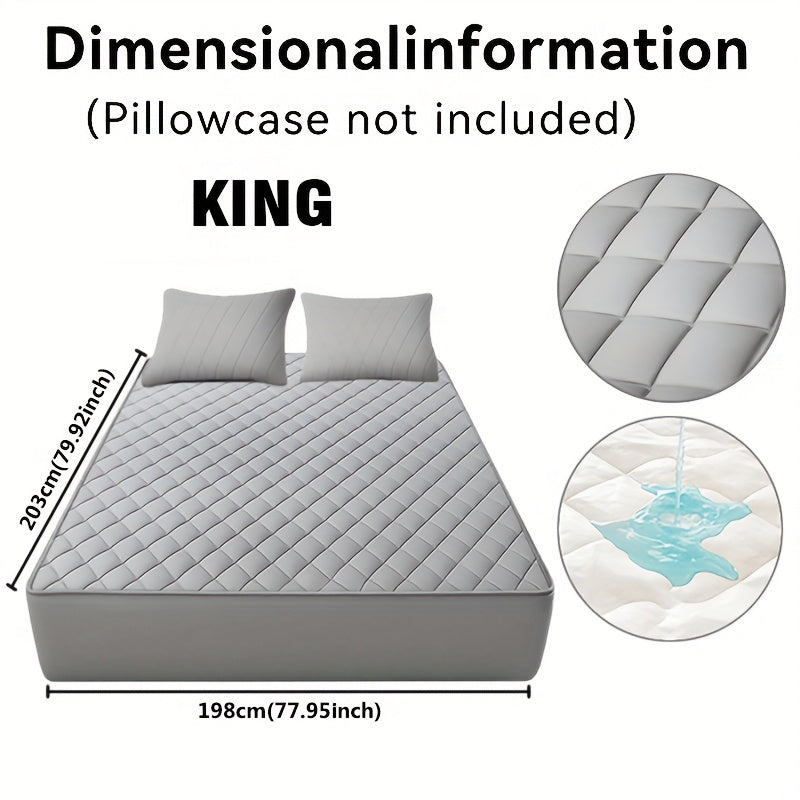 Fitted Mattress Protector with Listed 9–15 Inch Pocket Range, Single Solid-Color Bed Cover in Twin, Full, Queen and King Sizes with Nine Color Labels