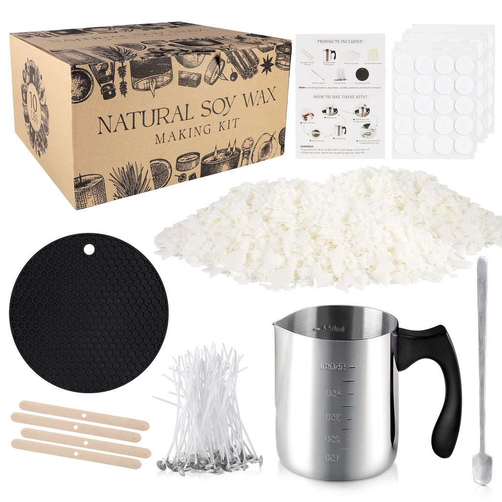 Soy Wax Bead Candle Making Set, 2LB Option with Listed 304 Stainless Steel Pouring Pot for Adult Beginner Container Candle Crafts and Handmade Gift Projects