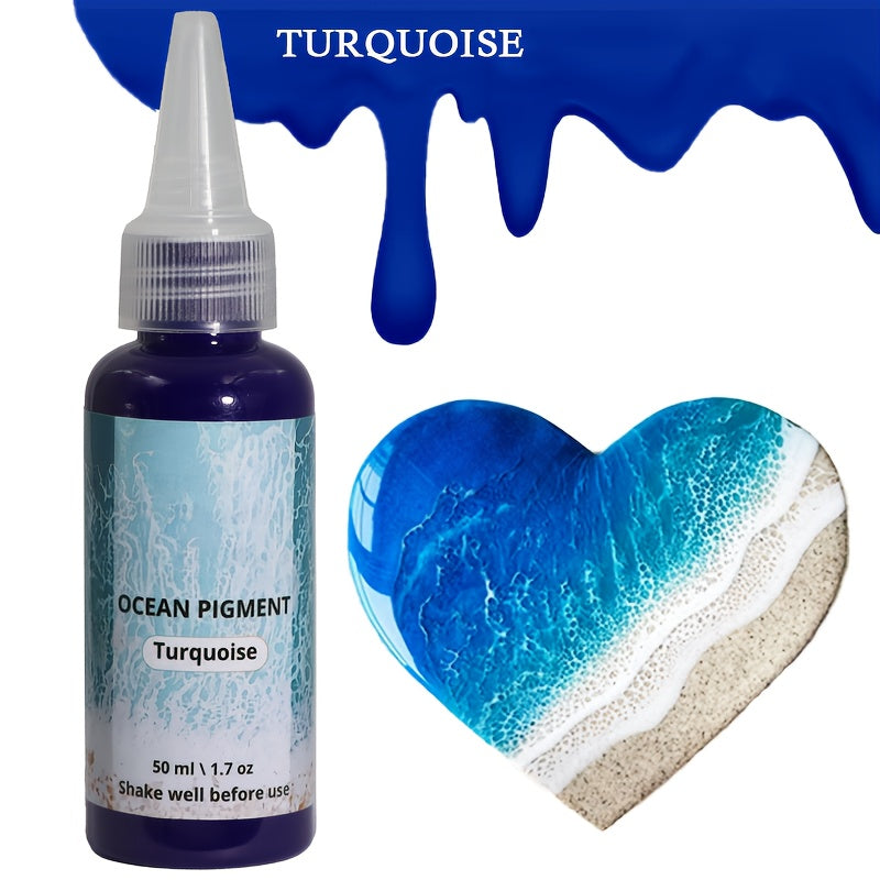 Ocean Wave Resin Paint Set with White, Sea Blue and Deep Blue Colors, Listed 1.69oz per Bottle and Oil-Based Pigment Reference for Compatible Decorative Resin Crafts