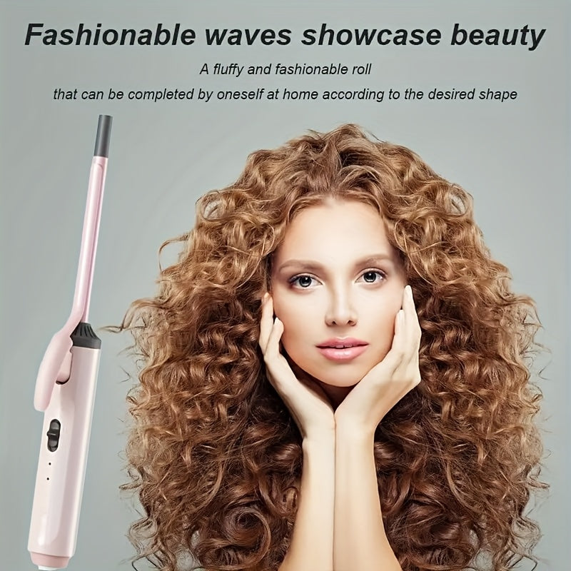 9mm Travel Curling Iron, Ultra-Fine Mini Curling Wand for Tight Curls, Teddy Curls, Airy Bangs & Water Waves, Fast Heating, for Short Hair, Men & Women, Holiday Gift, Pink