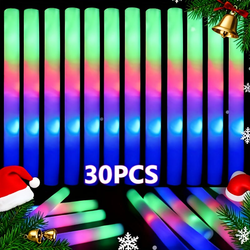 Flashing LED Foam Glow Sticks for Party Favors, 30- or 60-Piece Options for Wedding Receptions, Birthday Celebrations, Concerts and Holiday Events