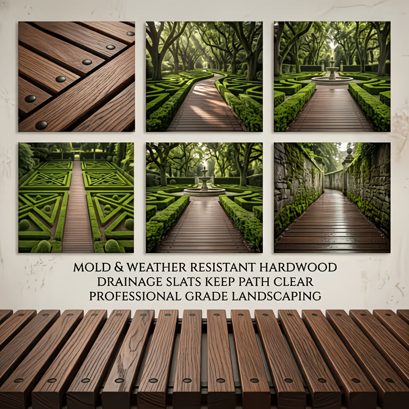 Wooden Garden Pathway with Roll-Up Design, Listed 72 or 144 Inch Walkway Options for Lawn Routes, Courtyard Landscaping, Terrace Areas and Flower Bed Borders